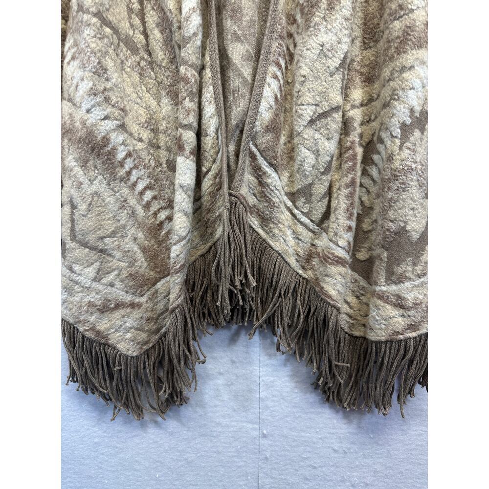 Lucky Brand Women's Brown Fringe Bottom Long Sleeve Cardigan Sweater L SOFT! - Picture 2 of 9